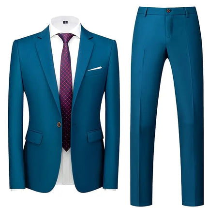 2026 Men's Red Suit 2-Piece Sets, Wedding Party Dress Coat and Pants Asian Size Terno Masculino Black White Blue Costume Homme