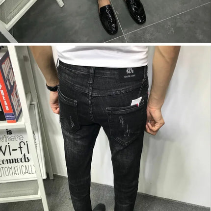 Men's Fashion Jeans 2020 Mens Jeans Slim Fit Skinny Jeans Korean Strentch Black Old Social Clothes For Teenagers Pencil Pants