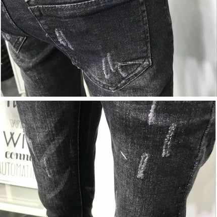 Men's Fashion Jeans 2020 Mens Jeans Slim Fit Skinny Jeans Korean Strentch Black Old Social Clothes For Teenagers Pencil Pants