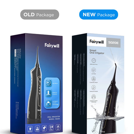 Fairywill Water Flossers for Teeth 300ML Oral Irrigator Rechargeable Portable Dental 3 Modes Water Tank Waterproof Teeth Cleaner