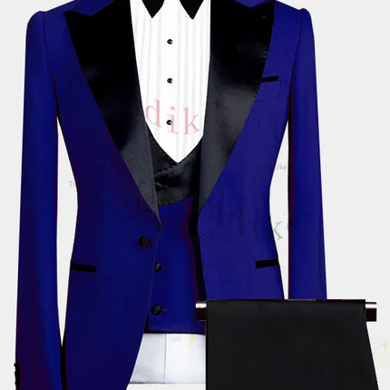 Thorndike Men's Suits 3 Pieces Peaked Lapel Fit Business Regular Prom Tuxedos For Wedding Blazer+Pants+Vest