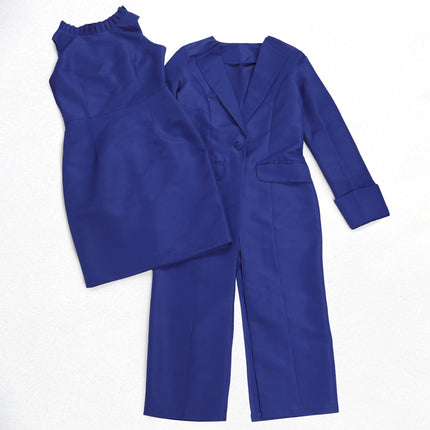 CM.YAYA Women's Set Full Sleeve Long Blazer Coat+ Long Dress Suit 2025 Winter Streetwear Two 2 Piece Set Africa OL Work Outfits