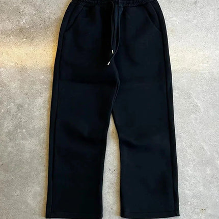 Casual Simple Couple Fashion Hoodie Solid Color Loose Sweater Sweatpants