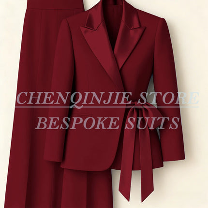 Customzied Women's Suits Blazer Fashion Peak Lapel Skinny Office Lady Outfits Formal Female 2 Piece Jacket Pants Full Sets