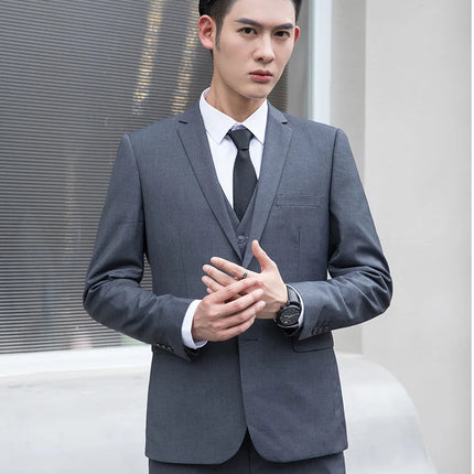 2026 Men Suit Coat Fashion Solid Color Turn Down Collar Male Outerwear Single-breasted Long Sleeve Business Versatile Man Jacket