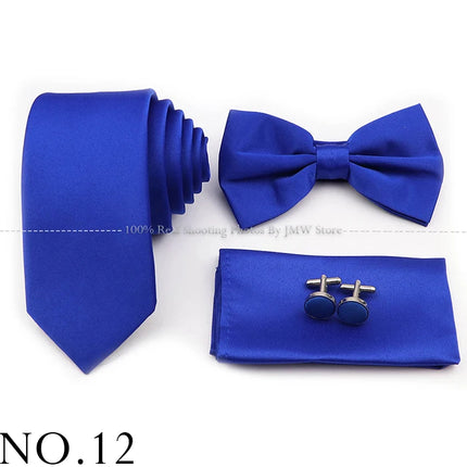 Hot Sale Purple Pink Sage Green Tie Set Polyester Necktie Bowtie Cufflink Brooch For Groom Suit Wedding Cravat Shirt Accessory