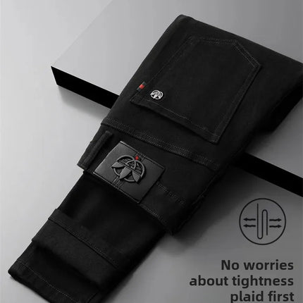 High-End Black Jeans For Men Straight-Leg Trendy Versatile Elastic Lightweight Luxury Trousers New Arrival Autumn/Winter