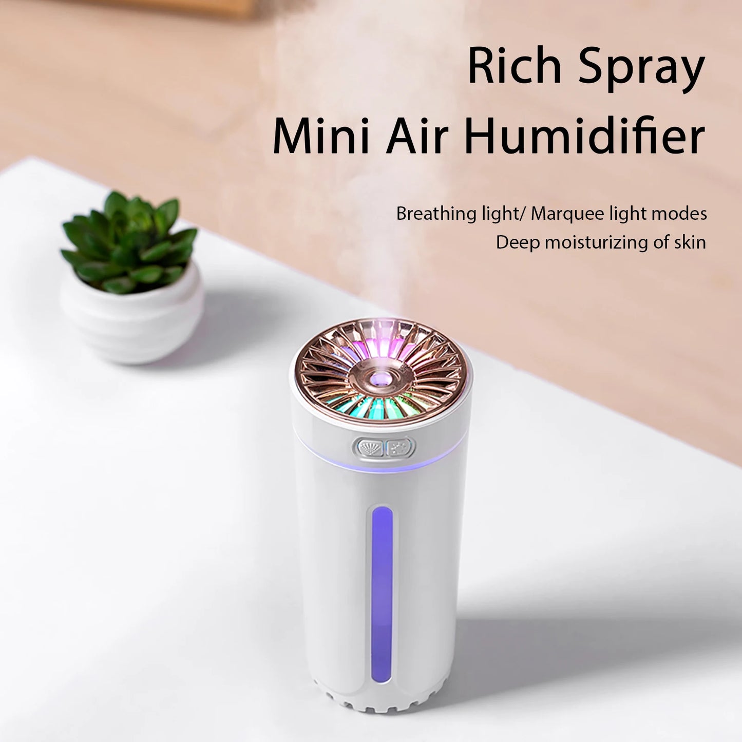Vehicle-mounted Humidifier 300ml Mini Portable Spray Air Freshener Home LED Small Essential Oil Vaporizer Room Scent Diffuser
