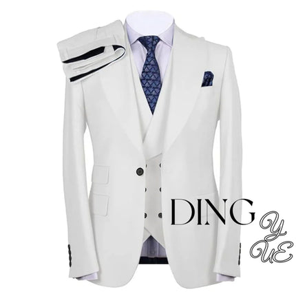 Men's Suits Regular Fit 3 Piece Single Breasted Prom Tuxedos Business Jacket Blazer+Vest+Pants Wedding