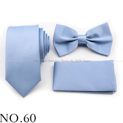 Hot Sale Purple Pink Sage Green Tie Set Polyester Necktie Bowtie Cufflink Brooch For Groom Suit Wedding Cravat Shirt Accessory