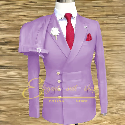 Formal Wedding Men Suits 2 Piece Jacket Pants Sets Double Breasted Male Clothing Costume