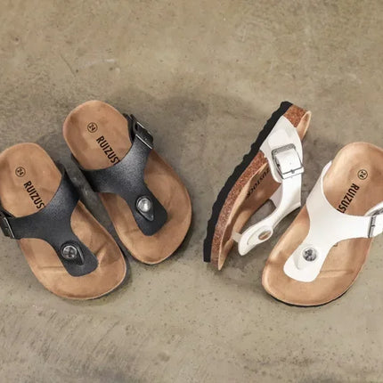 Children Summer Beach Slippers Boys Girls Fashion Cork Sole Flip-flops Outdoor Sandals Soft Sole Anti-Slip Kids Casual Slippers