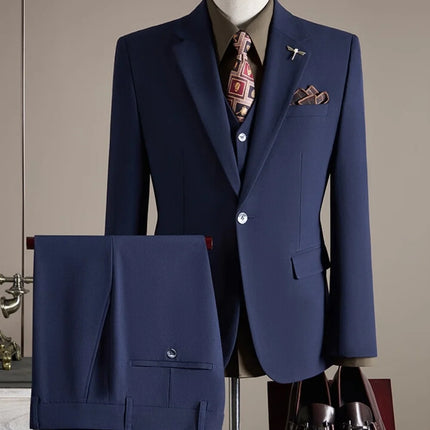 Men's Professional Business Attire Suit Set with Waistcoat And Trousers for Wedding Formal Wear