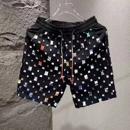 Summer Loose Shorts Couple Popular Versatile Casual Straight Men's Flower Oil Painting Beach Shorts Hawaiian Casual Silk Shorts