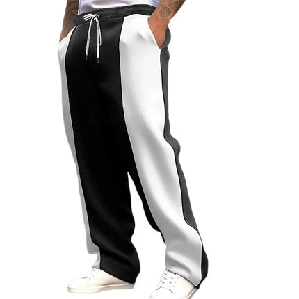 Pant men 2026 casual casual sports loose pachwork waisted jogging quick-drying spliced wide-leg trousers women's clothing