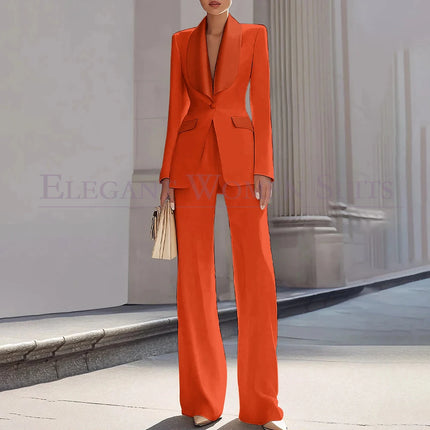 Customzied Women's Suits Blazer Luxury One-Button Shawl Lapel Slim Fit 2 Piece Jacket Pants Sets Evening Female Clothing Outfits