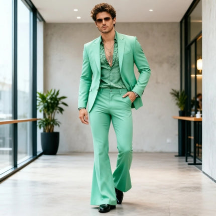 Men Suits With Wide Legged Pants Men Modern Flared Leg Suit Set Tailored Casual Blazer for Streetwear Daily Wear 2 Pieces Custom