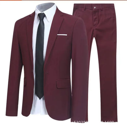 Mens Suit Set Business Casual Blazer Groom Groomsmen Wedding Tuxedo Two Piece Formal Office Wear Party Suit