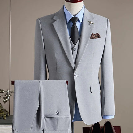 Men's Professional Business Attire Suit Set with Waistcoat And Trousers for Wedding Formal Wear