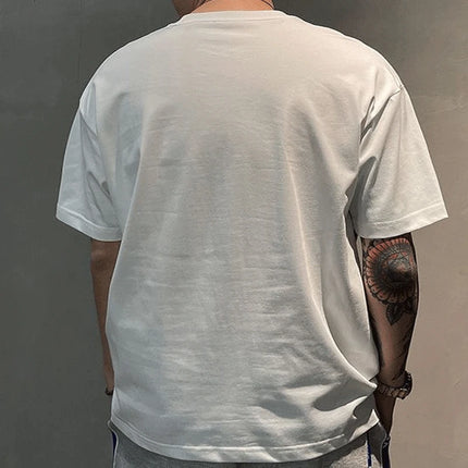 2025 Summer Casual All-match Trend Korean Fashion Short Sleeve Round Neck Solid Color Letter Printed Loose Fashion Youth T-shirt
