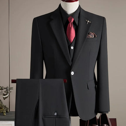 Men's Professional Business Attire Suit Set with Waistcoat And Trousers for Wedding Formal Wear