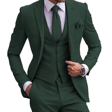 Suits for Men Black Stylish 3 Piece Classic Tuxedos Blazer Vest Pants Formal Elegant Male Wedding Groomsman Bespoke