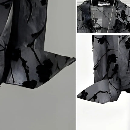 Spring Thin Original Design Trendy Men's Hollow out Iron Free Loose Handsome Shirt Vintage Printed Casual Shirt
