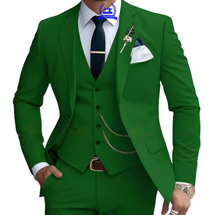 Formal Men's Suit Custom Wedding Tuxedo Slim Fit Groomsmen 3-Piece Suits Full Set Banquet Groom Suits  Dinner Suit