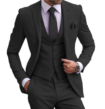 Suits for Men Black Stylish 3 Piece Classic Tuxedos Blazer Vest Pants Formal Elegant Male Wedding Groomsman Bespoke
