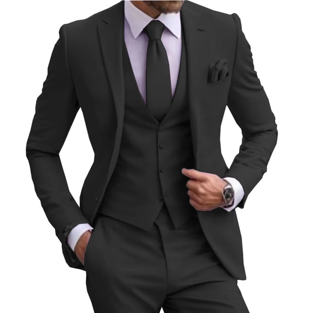 Suits for Men Black Stylish 3 Piece Classic Tuxedos Blazer Vest Pants Formal Elegant Male Wedding Groomsman Bespoke