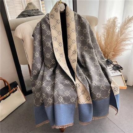 2025 Brand Warm Cashmere Poncho Shawl Scarf Luxury Print Thick Pashmina Winter Blanket Wraps Bufanda Casual Hijab Stoles Echarpe