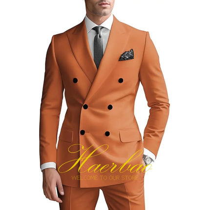 Men's Suits 2 Piece Double Breasted Jacket Pants Wedding Groom Tuxedo Formal Blazer Suit for Men