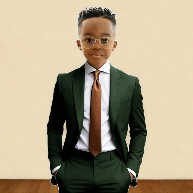 Darrk Green Boy Formal Wedding Suits Notch Lapel Kids Jacket Pants 2 Pieces Child Tuxedo Casual Suit for 2-16 Years Old Children