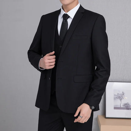2026 Men Suit Coat Fashion Solid Color Turn Down Collar Male Outerwear Single-breasted Long Sleeve Business Versatile Man Jacket