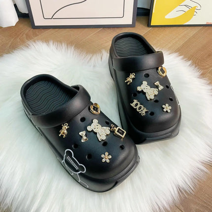 10cm Women's Cave Shoes Thick Bottom High Heels Garden Shoes Summer Anti-slip Cartoon Accessories Sandals Beach Slippers