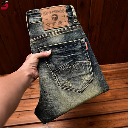 Luxury Soft Jeans Men's Fall New Design Trendy Slim Fit Stretchy Pants Elegant Business Casual Wardrobe Essential trousers