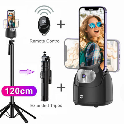 Portable 360°Rotation Auto Face Tracking Gimabl Tripod AI Smart Shooting Phone Holder for Live Vlog Streaming Video Selfie Stick