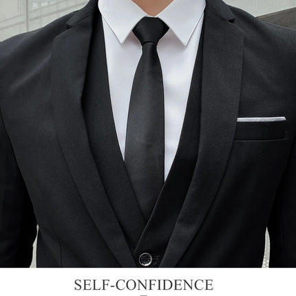 Suit (Blazer+vest+pants) Fashionable and Formal Outdoor Gentleman Solid Color Men's Business Wedding Host Gentle Three-piece Set