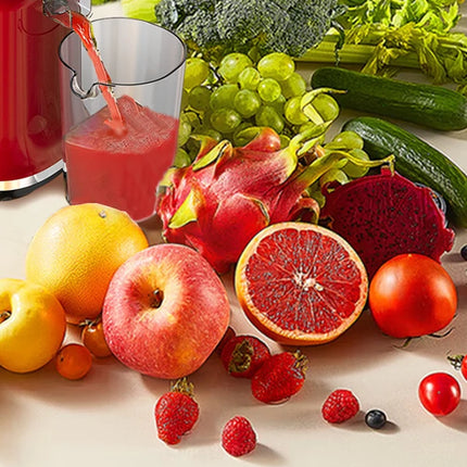 SIFENE Whole Fruits Cold Press Juicer Machine, 4.3-inch (110mm) Large Feed Chute for Vegetables and Fruits, Easy to Clean, Red