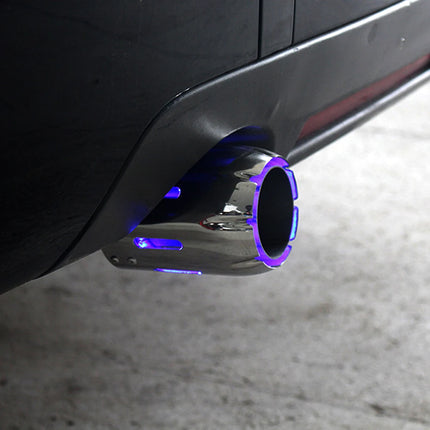1Pcs 63mm Exhaust Tips Stainless Steel Muffler Car Exhaust Tail Pipe Modification Luminous Tube With Blue Flame LED light