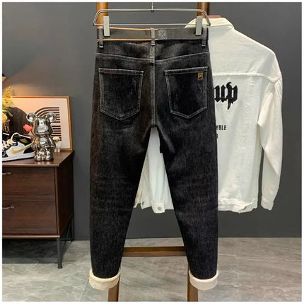 Stylish Slim Fit Men's Jeans Elastic Casual Long Pants Spring Autumn Winter Korean Version Trendy Brand Versatile Straight Leg
