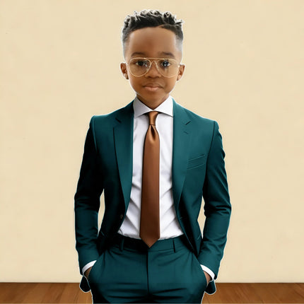 Darrk Green Boy Formal Wedding Suits Notch Lapel Kids Jacket Pants 2 Pieces Child Tuxedo Casual Suit for 2-16 Years Old Children