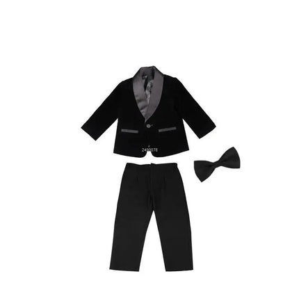 Kids 1 Year Birthday Dress Baby Boys Velvet Blazer Jacket Pants Photograph Suit Children Formal Wedding Performance Evening Wear