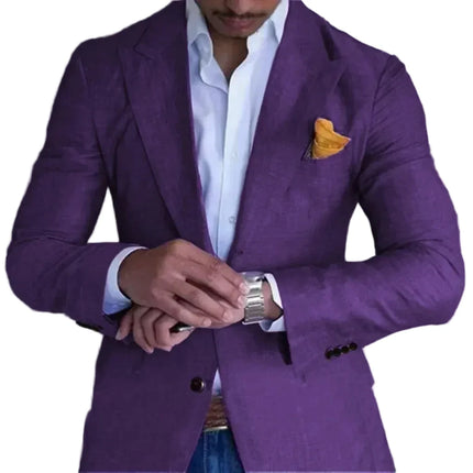Men's Custom Green Linen Suit Jacket Summer Beach Wedding Groomsmen Only Jacket for Men