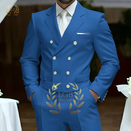 Men's 2-Piece Formal Suit, Double-Breasted Exquisite Buttons, Suit + Trousers, High-End Ceremonies Use