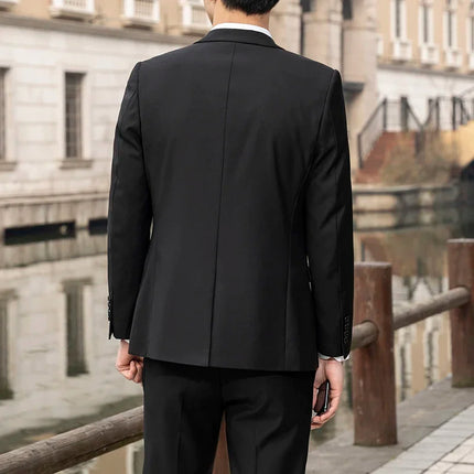 Suit (Blazer+ Trousers) Men's Casual Formal Business Gentleman Solid Color Hosting Four Seasons Slimming Wedding Fashion Suit