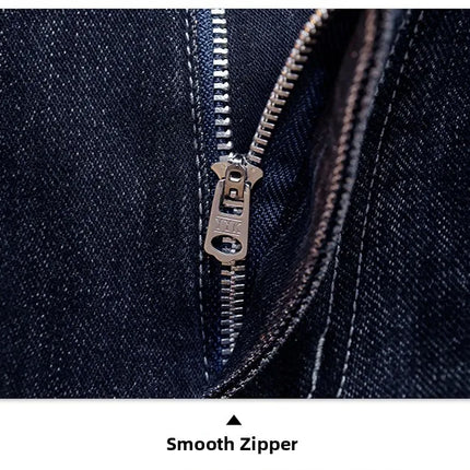 Spring Edition Men's Jeans mid Waist Straight Leg Faion Urban Sle Elastic Waist Micro Stretch Snowflake Waed