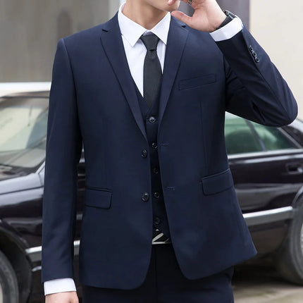 2026 Men Suit Coat Fashion Solid Color Turn Down Collar Male Outerwear Single-breasted Long Sleeve Business Versatile Man Jacket