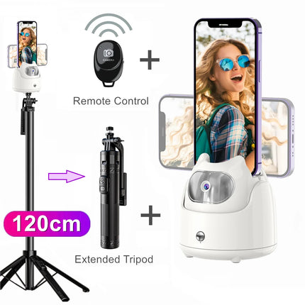 Portable 360°Rotation Auto Face Tracking Gimabl Tripod AI Smart Shooting Phone Holder for Live Vlog Streaming Video Selfie Stick