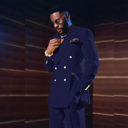 Fashion Yellow Men's Suits Special Style Double Breasted Peaked Lapel Luxury Blazer 2 Piece Jacket Pants Chic Blazer Customized